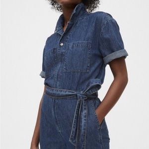 NWT- GAP Women's Dark Indigo Utility Tie Belt Jumpsuit